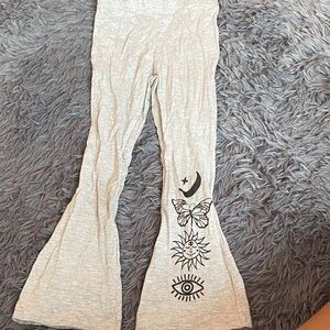 Kids Gray Flared Bottoms with Fun Prints